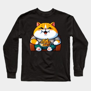 Exotic Shorthaired Cat Couch Potato Nachos Long Sleeve T-Shirt